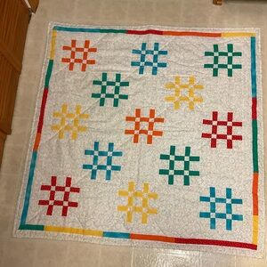 Colorful Hashtag Pattern Quilt